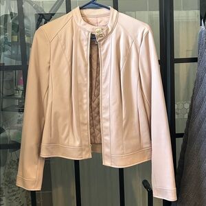 Cole Haan XS dusty pink fuax leather bomber jacket